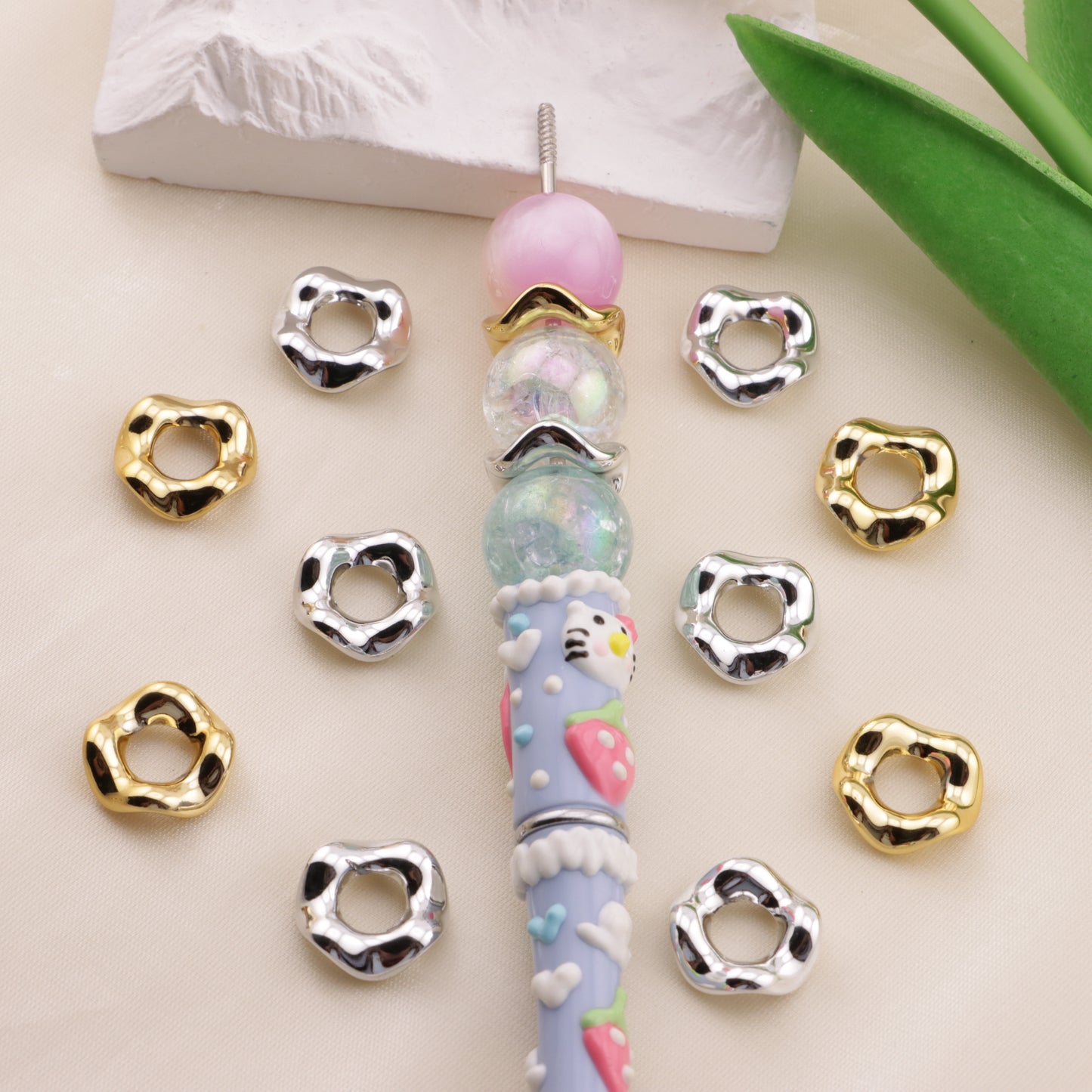 FS6577- 13mm Gold-Plated Or Silver-Plated Wavy Spacer Beads