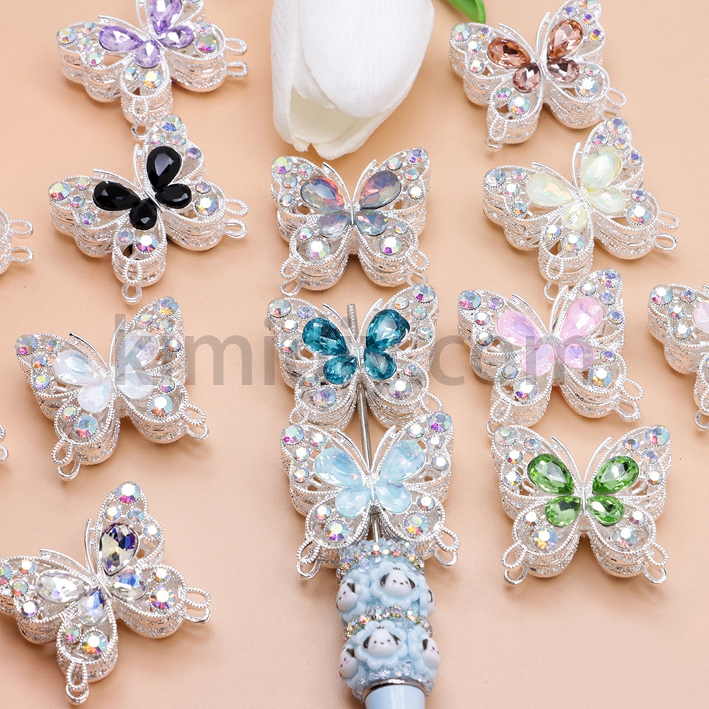 FS1627-Mocha Diamond Butterfly Metal Beads Fit For Beadable Pens