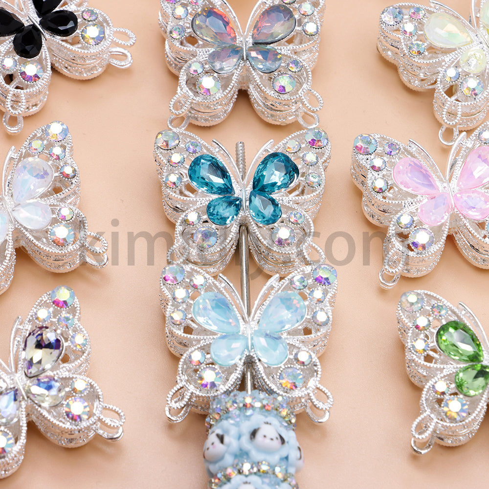 FS1627-Mocha Diamond Butterfly Metal Beads Fit For Beadable Pens