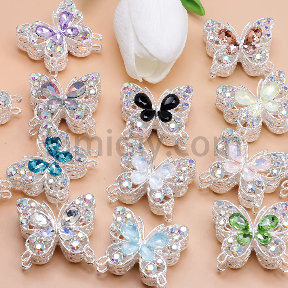 FS1627-Mocha Diamond Butterfly Metal Beads Fit For Beadable Pens