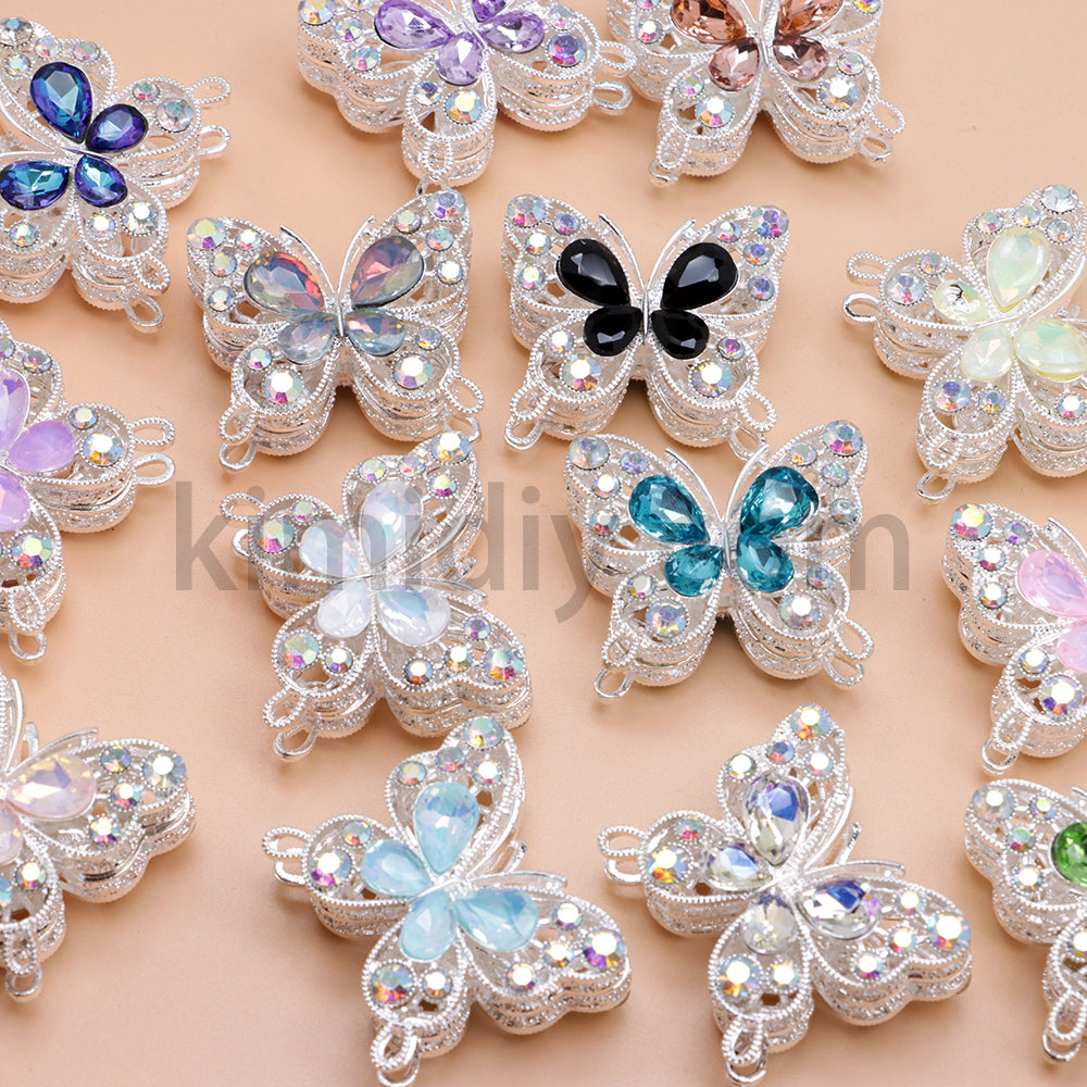 FS1627-Mocha Diamond Butterfly Metal Beads Fit For Beadable Pens