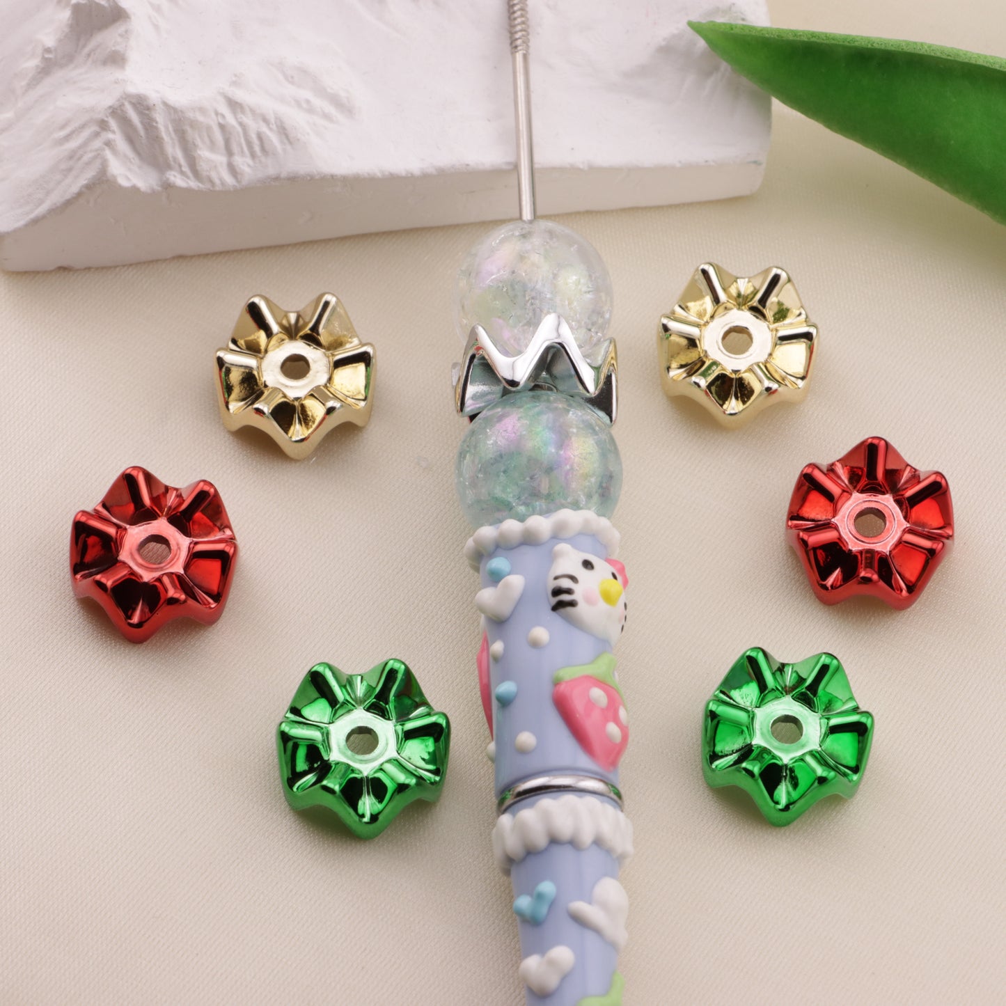 FS6587- 16Mm Christmas Color Wave Spacers Christmas Color Series Wave Spacer Beads