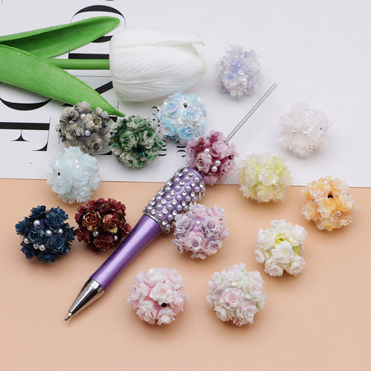 FS4860- 16mm Peach Soft Flower Ball Terracotta Beads Can Pass A Pen