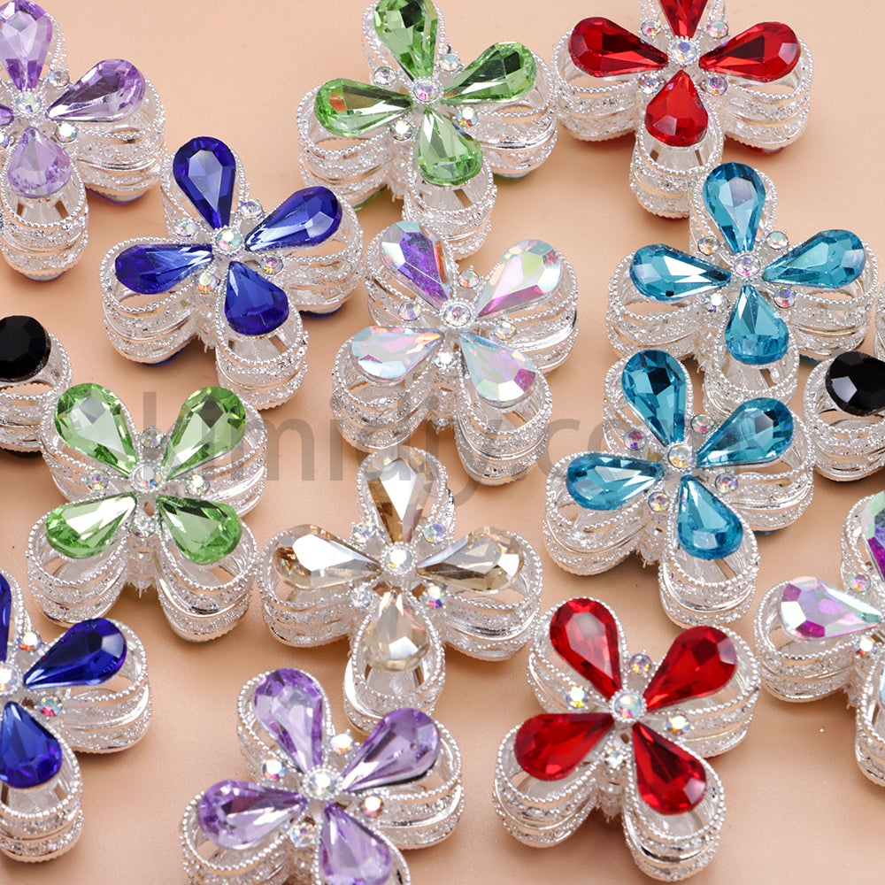 FS1781- Crystal Diamond Flower Metal Beads Fit For Beadable Pens