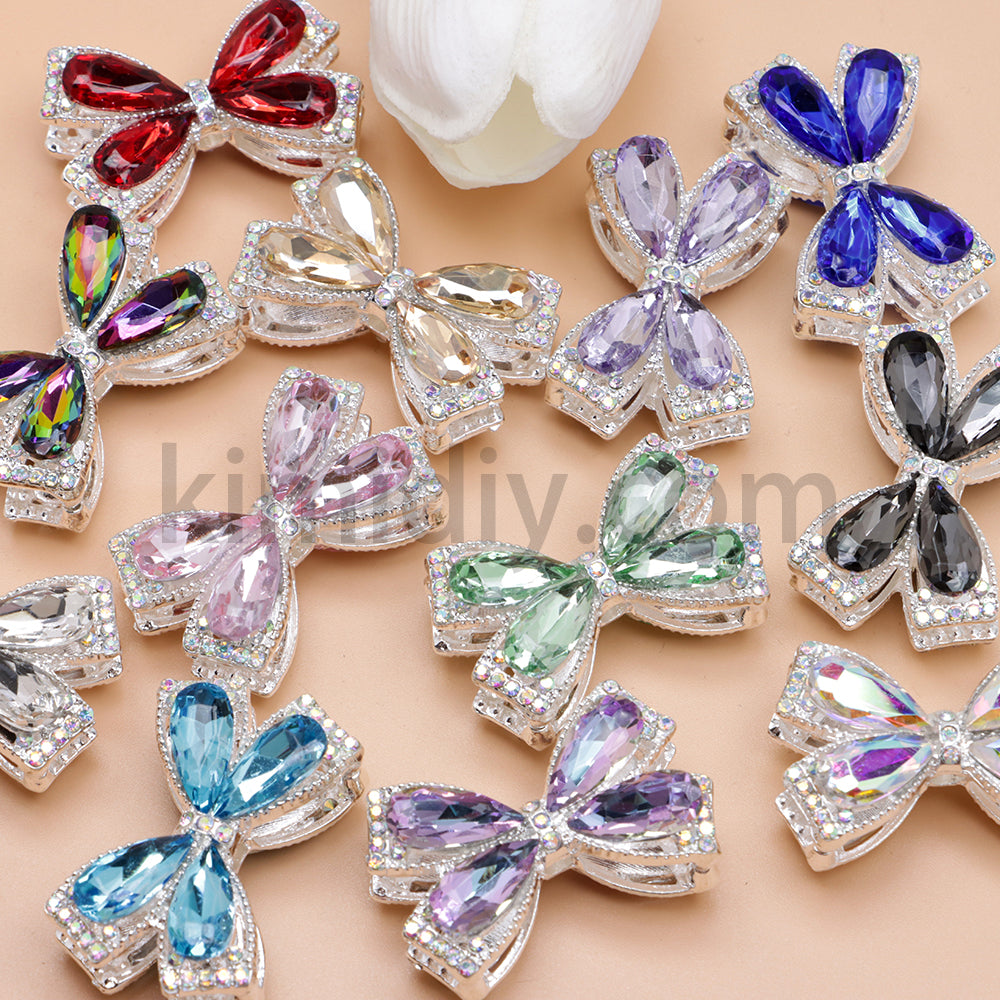 FS4850- Crystal Diamond Bows Metal Beads Fit For Beadable Pens