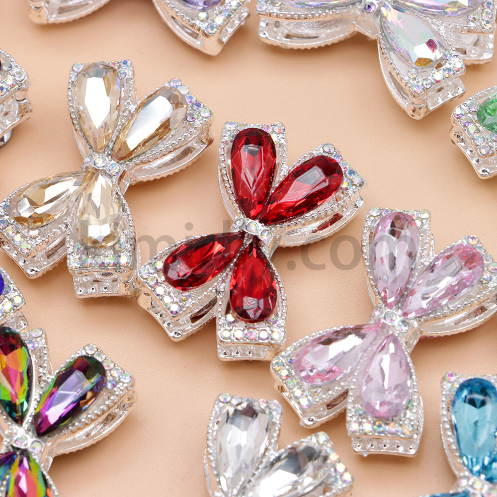 FS4850- Crystal Diamond Bows Metal Beads Fit For Beadable Pens