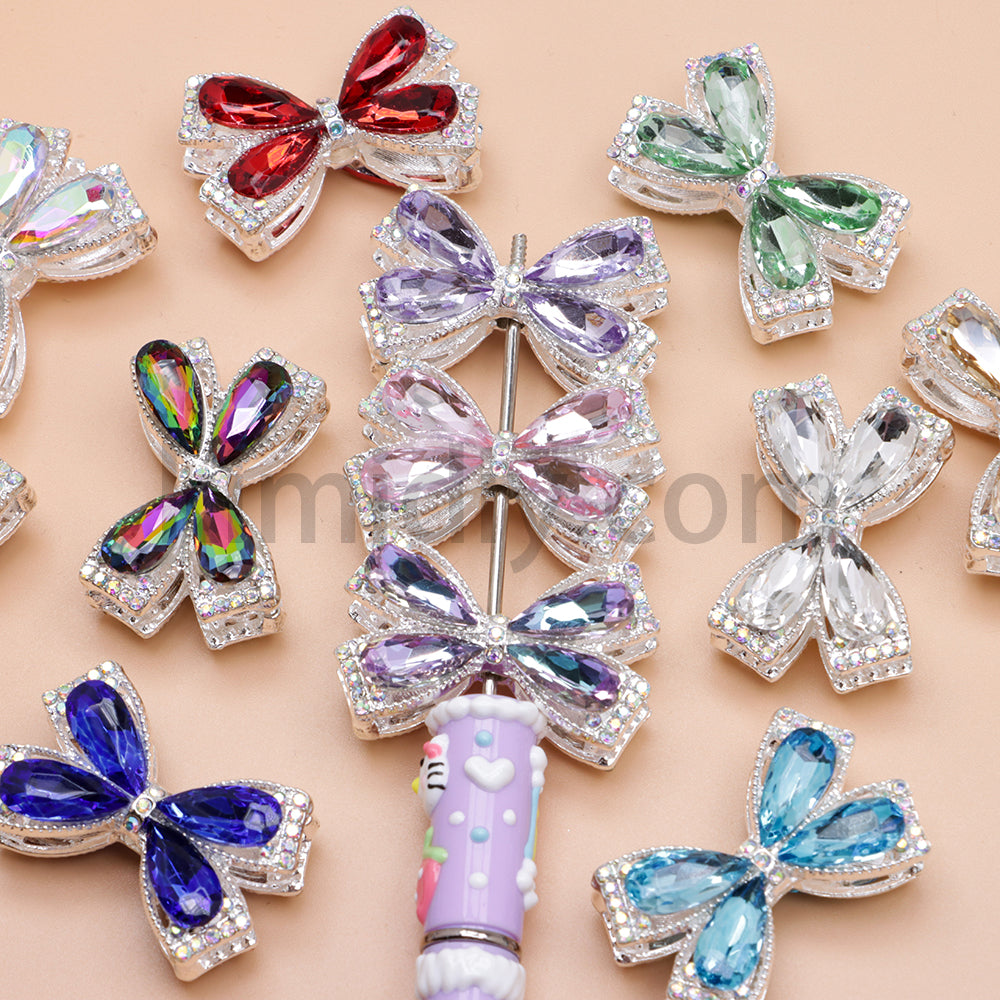 FS4850- Crystal Diamond Bows Metal Beads Fit For Beadable Pens