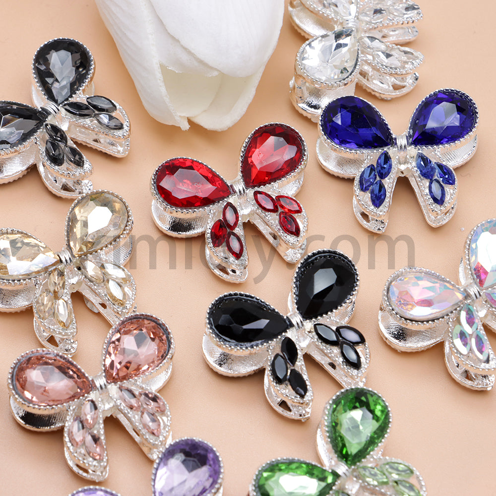 FS4517-2Pieces Crystal Diamond Metal Bows Beads Fit For Beadable Pens