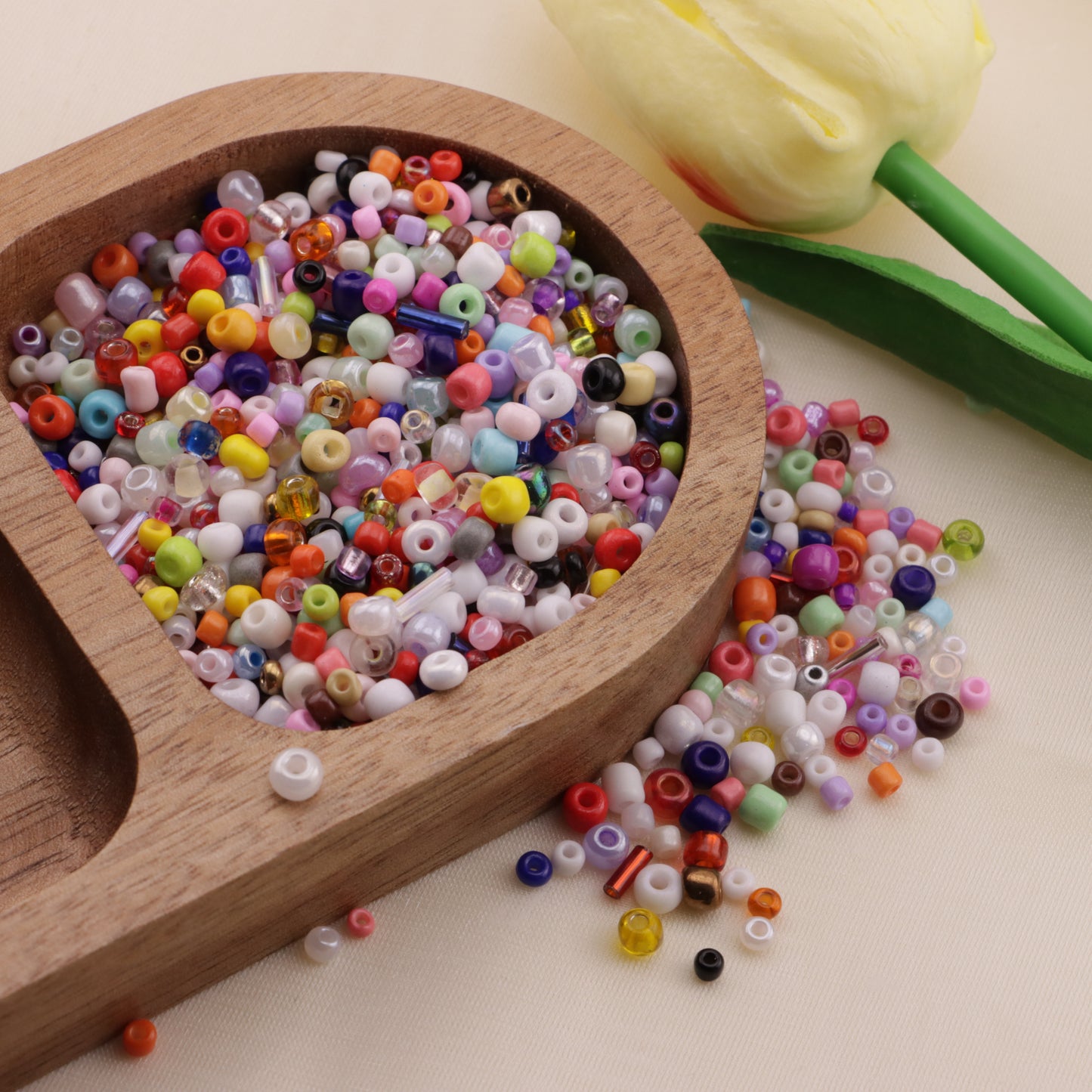 FS3068- 3mm + 4mm Mixed Glass Rice Beads
