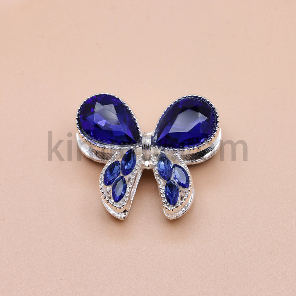 FS4517-2Pieces Crystal Diamond Metal Bows Beads Fit For Beadable Pens