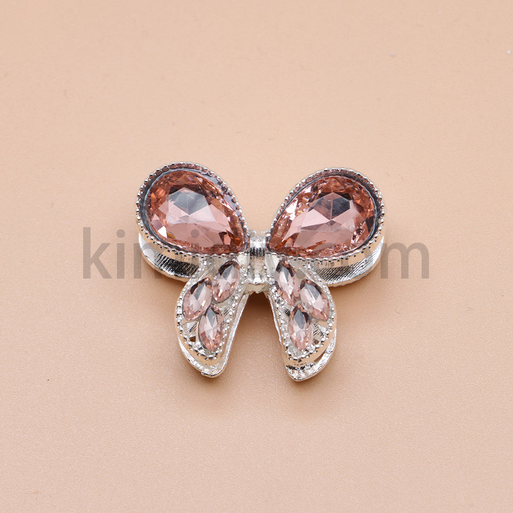 FS4517-2Pieces Crystal Diamond Metal Bows Beads Fit For Beadable Pens