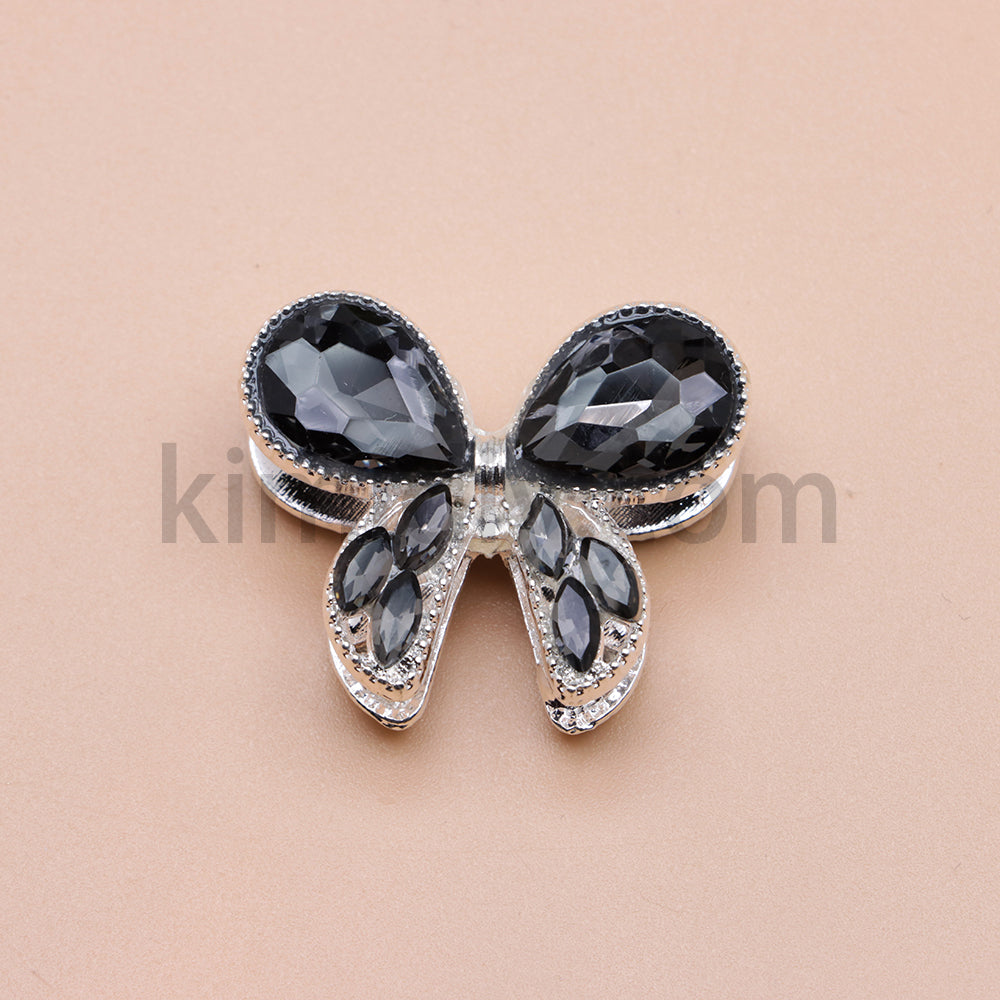 FS4517-2Pieces Crystal Diamond Metal Bows Beads Fit For Beadable Pens