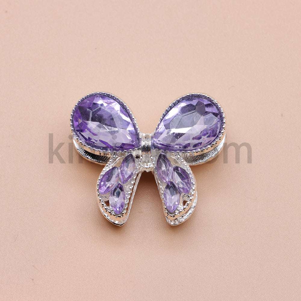 FS4517-2Pieces Crystal Diamond Metal Bows Beads Fit For Beadable Pens