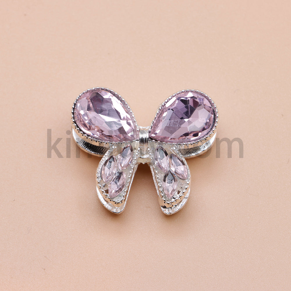 FS4517-2Pieces Crystal Diamond Metal Bows Beads Fit For Beadable Pens