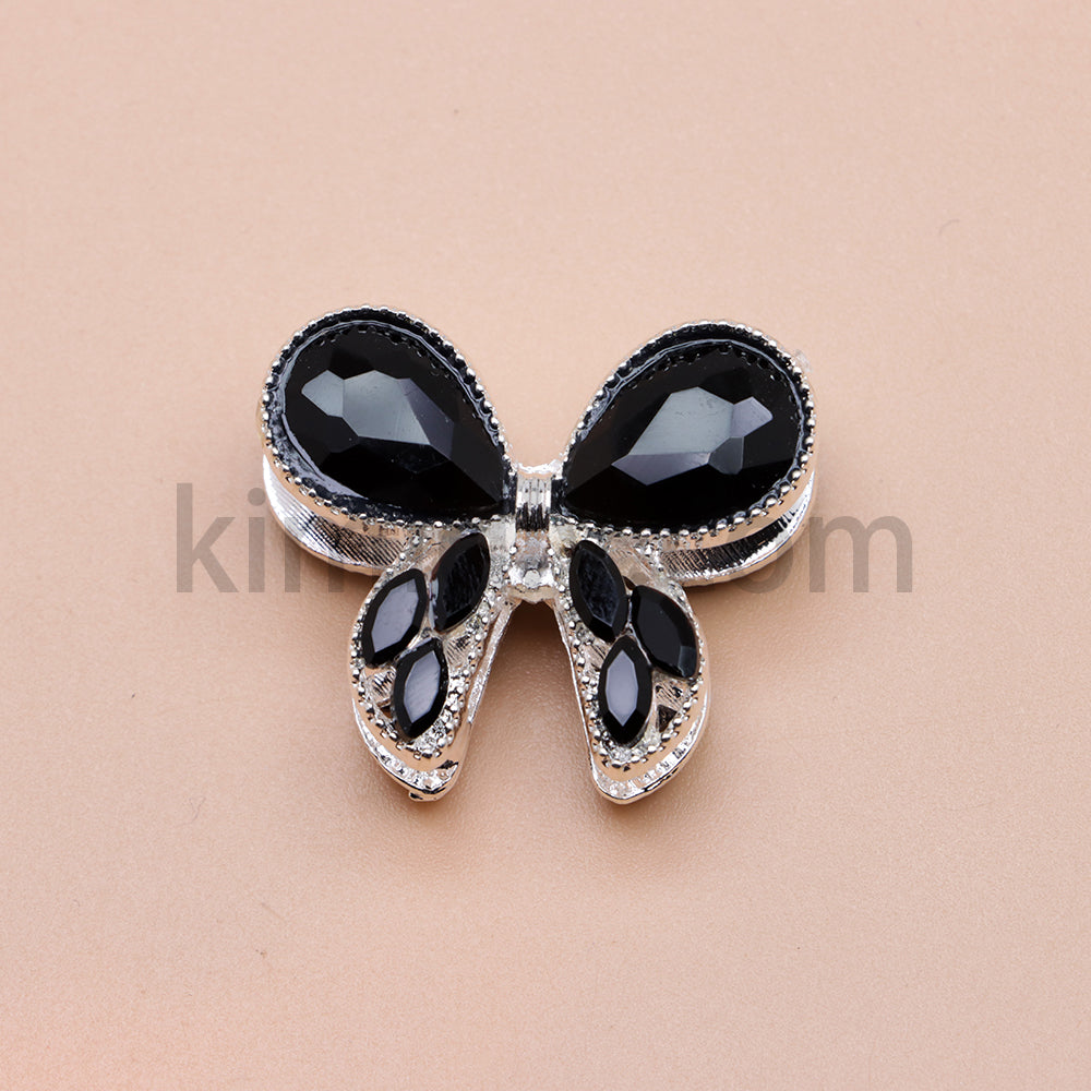 FS4517-2Pieces Crystal Diamond Metal Bows Beads Fit For Beadable Pens