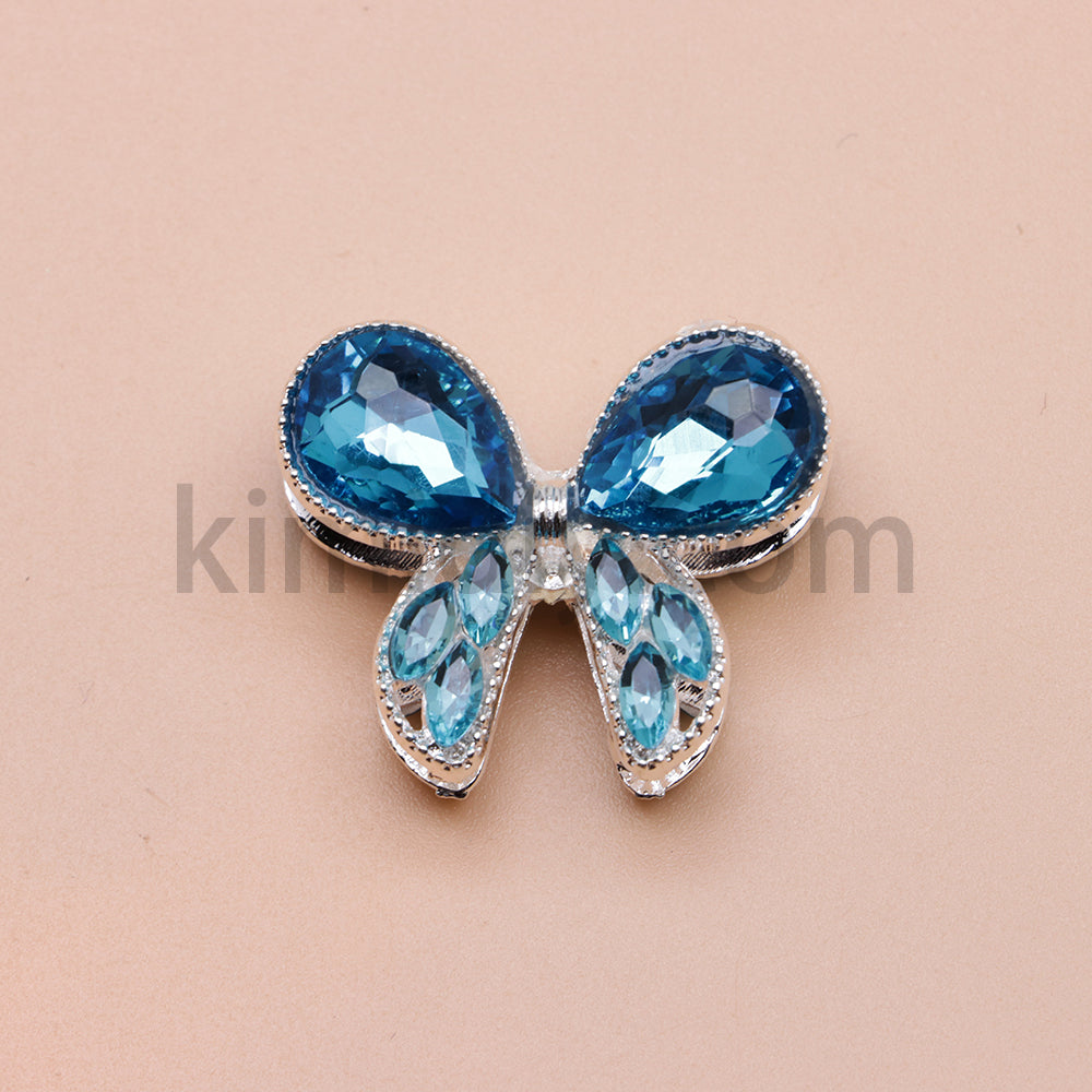 FS4517-2Pieces Crystal Diamond Metal Bows Beads Fit For Beadable Pens