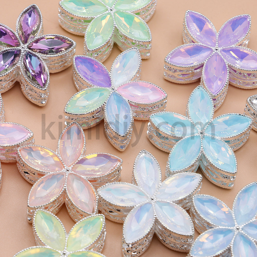 FS4851-Crystal Diamond Flower Metal Beads Fit For Beadable Pens