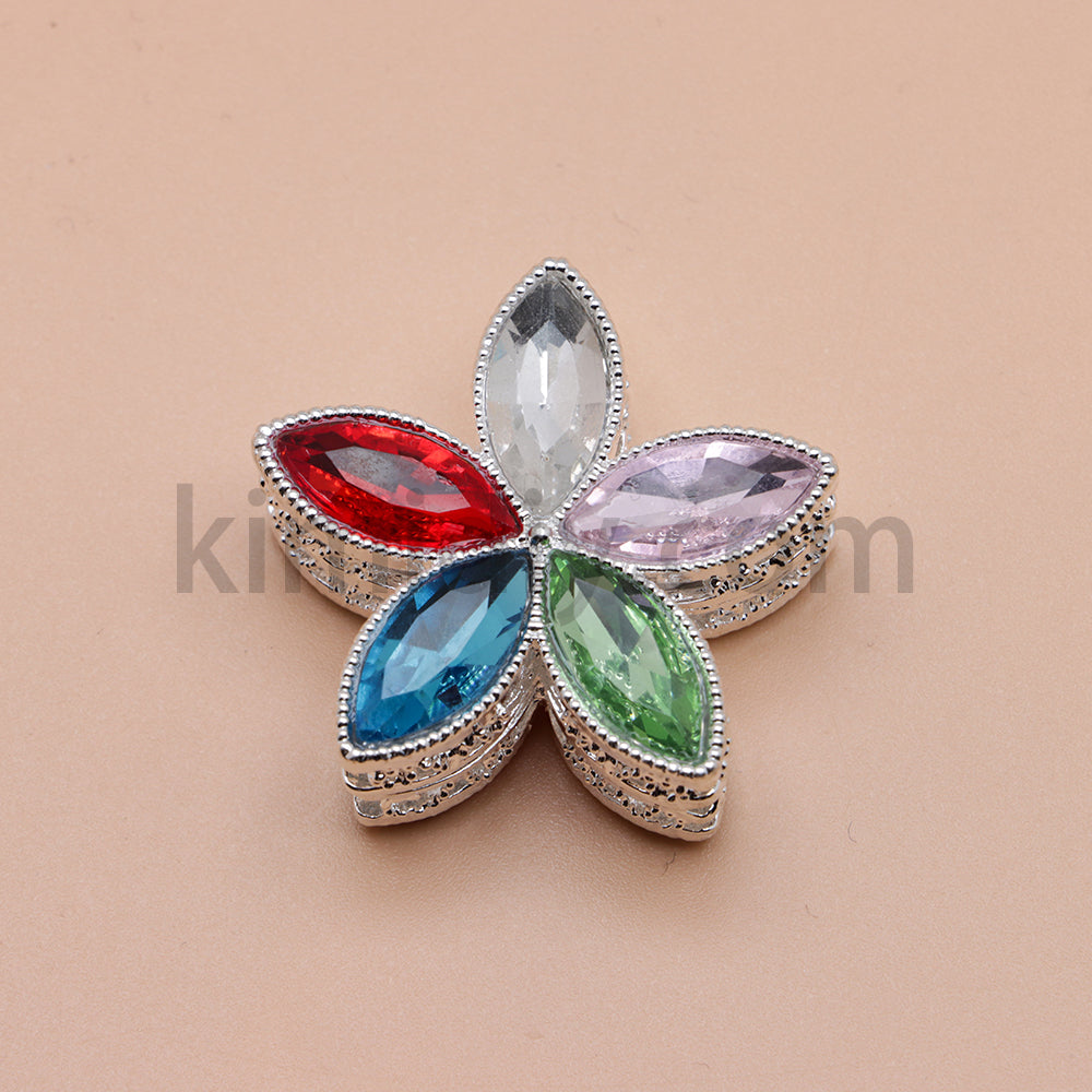 FS4851-Crystal Diamond Flower Metal Beads Fit For Beadable Pens