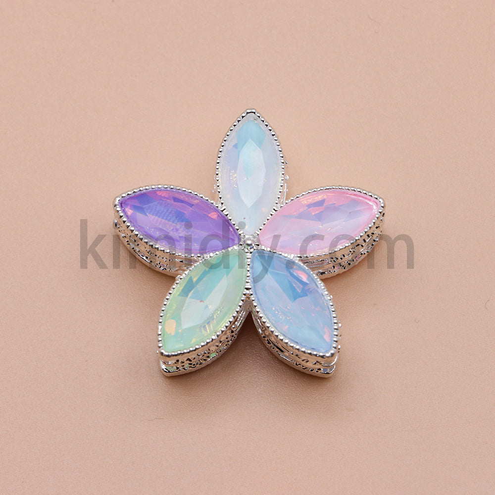 FS4851-Crystal Diamond Flower Metal Beads Fit For Beadable Pens