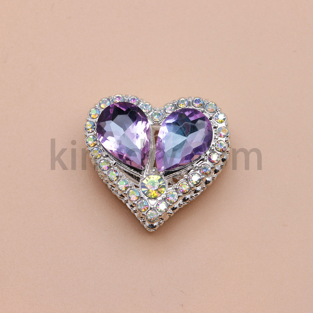 FS4852-Double Sided Heart Crystal Diamond Metal Beads Fit For Beadable Pens