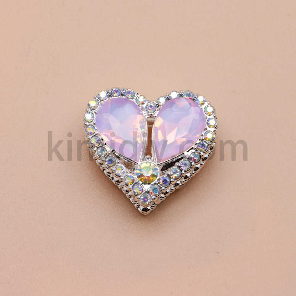 FS4852-Double Sided Heart Crystal Diamond Metal Beads Fit For Beadable Pens