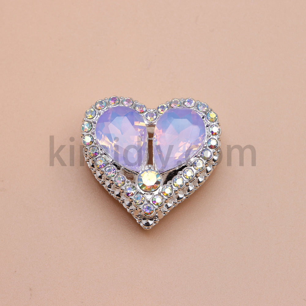 FS4852-Double Sided Heart Crystal Diamond Metal Beads Fit For Beadable Pens
