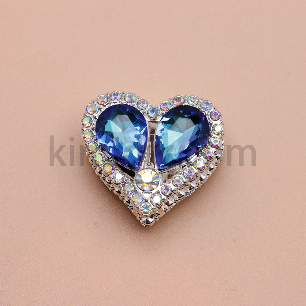 FS4852-Double Sided Heart Crystal Diamond Metal Beads Fit For Beadable Pens