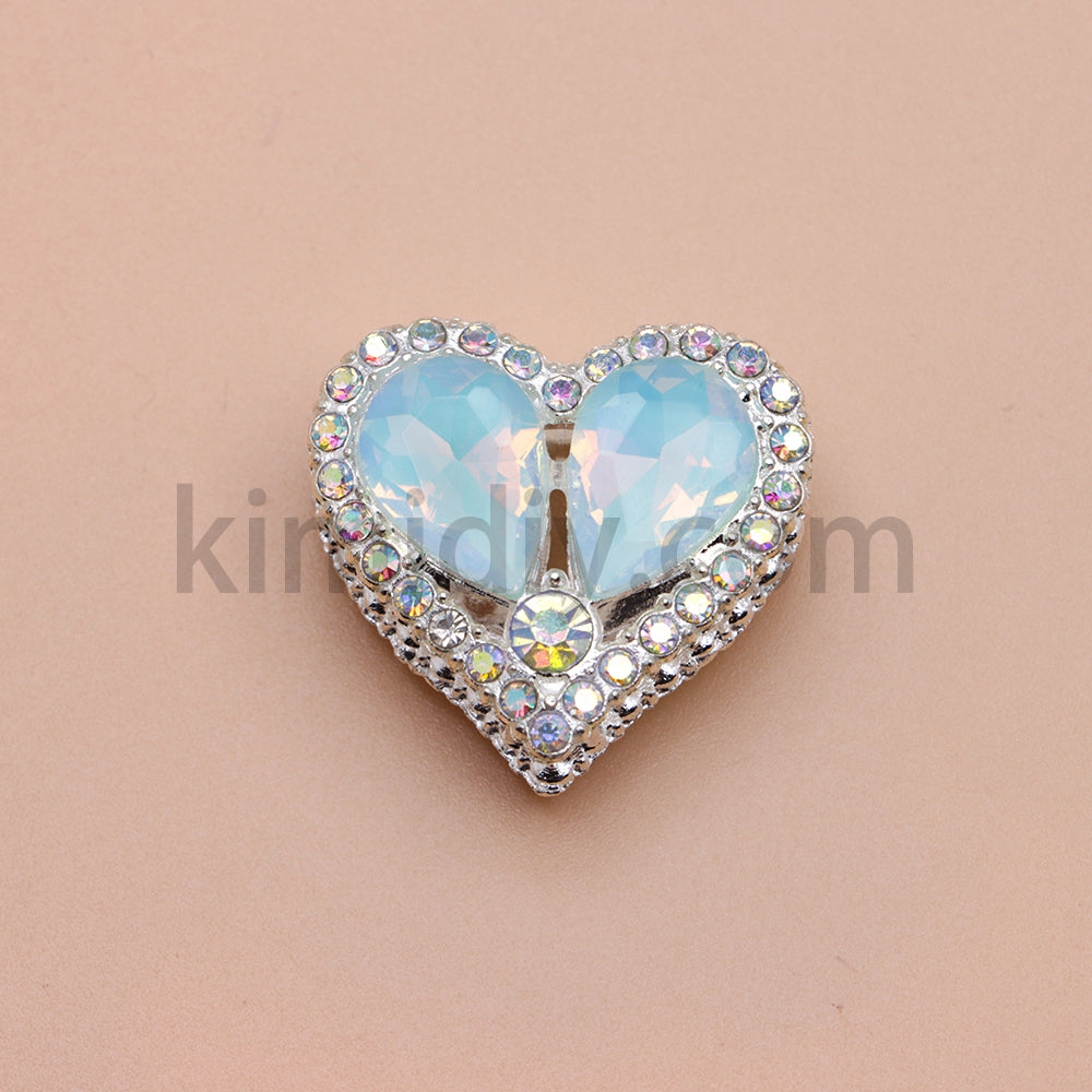 FS4852-Double Sided Heart Crystal Diamond Metal Beads Fit For Beadable Pens