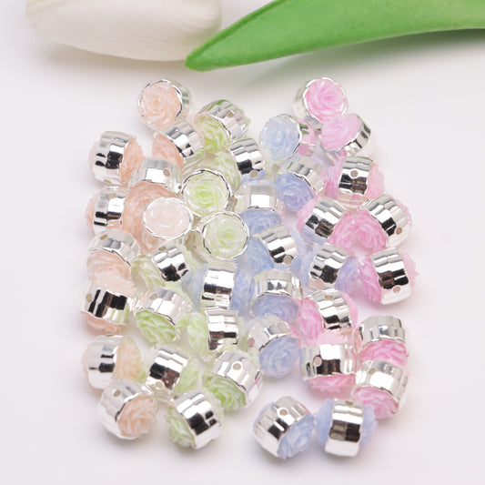 FS4384- 12mm Glow-in-the-Dark + Softened Light Soft Flower Metal Beads
