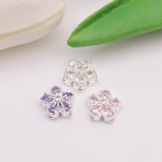 FS4475-12mm Plum Blossom Zircon Four-Way Beads, Zircon Diamond