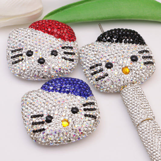 FS5070- 47*51Mm Full Diamonds Big Hk Head Beads Full-Diamond Kitty Head Beads Fit For Pen