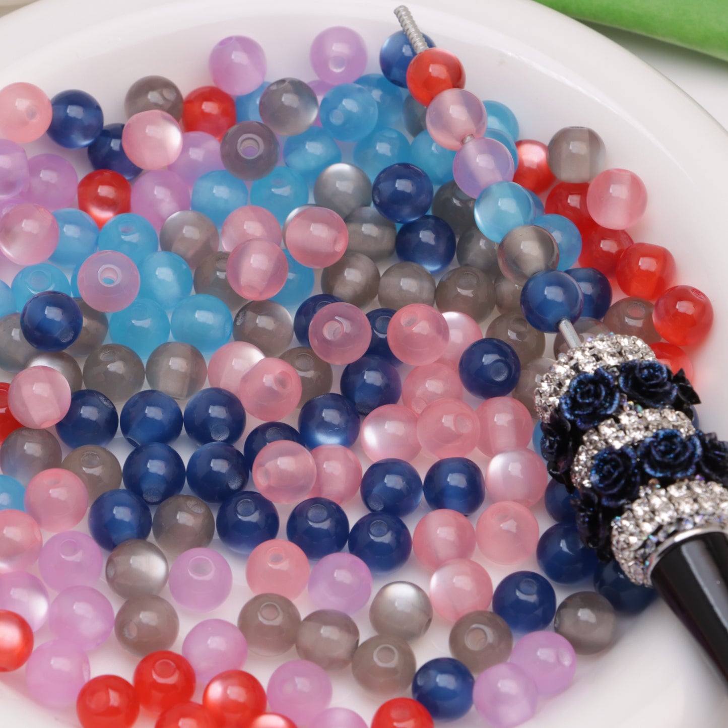 FS3523- 8mm Cat-Eye Resin Beads