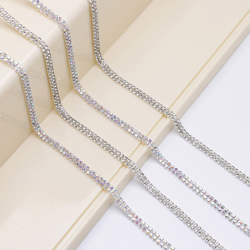 FS4569- 2mm Diamonds 2 Row Chain Double-row Claw Chain, Chain