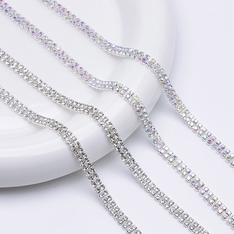 FS4569- 2mm Diamonds 2 Row Chain Double-row Claw Chain, Chain
