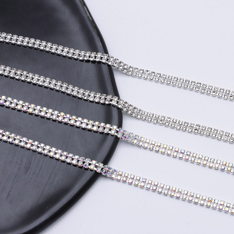 FS4569- 2mm Diamonds 2 Row Chain Double-row Claw Chain, Chain