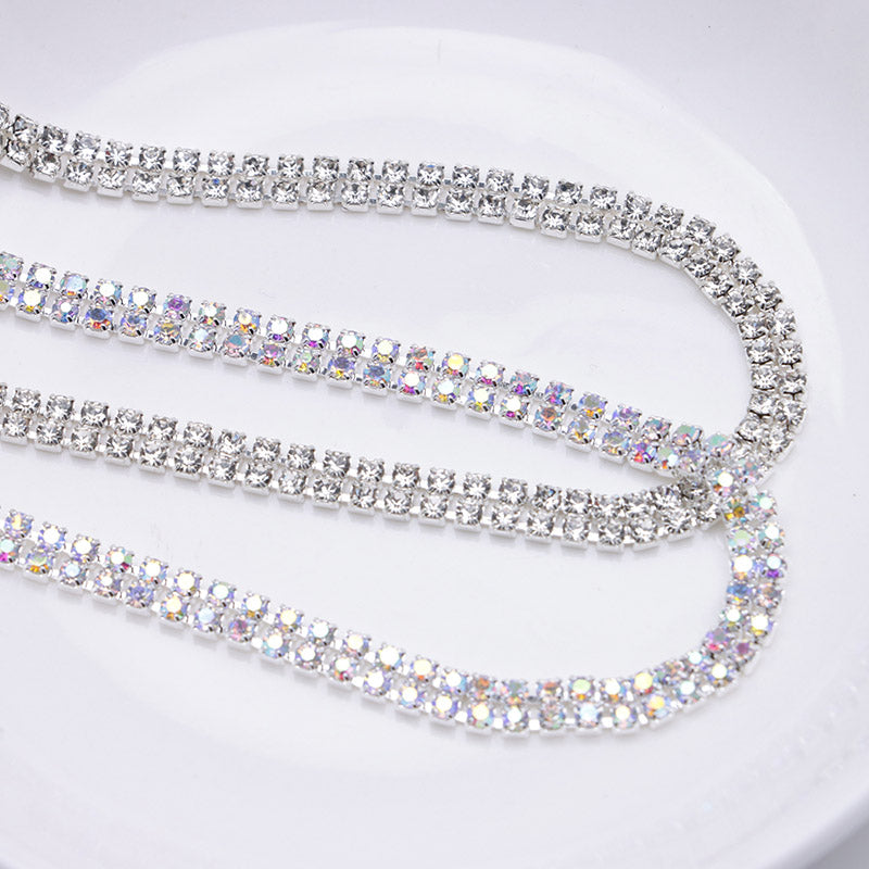 FS4569- 2mm Diamonds 2 Row Chain Double-row Claw Chain, Chain