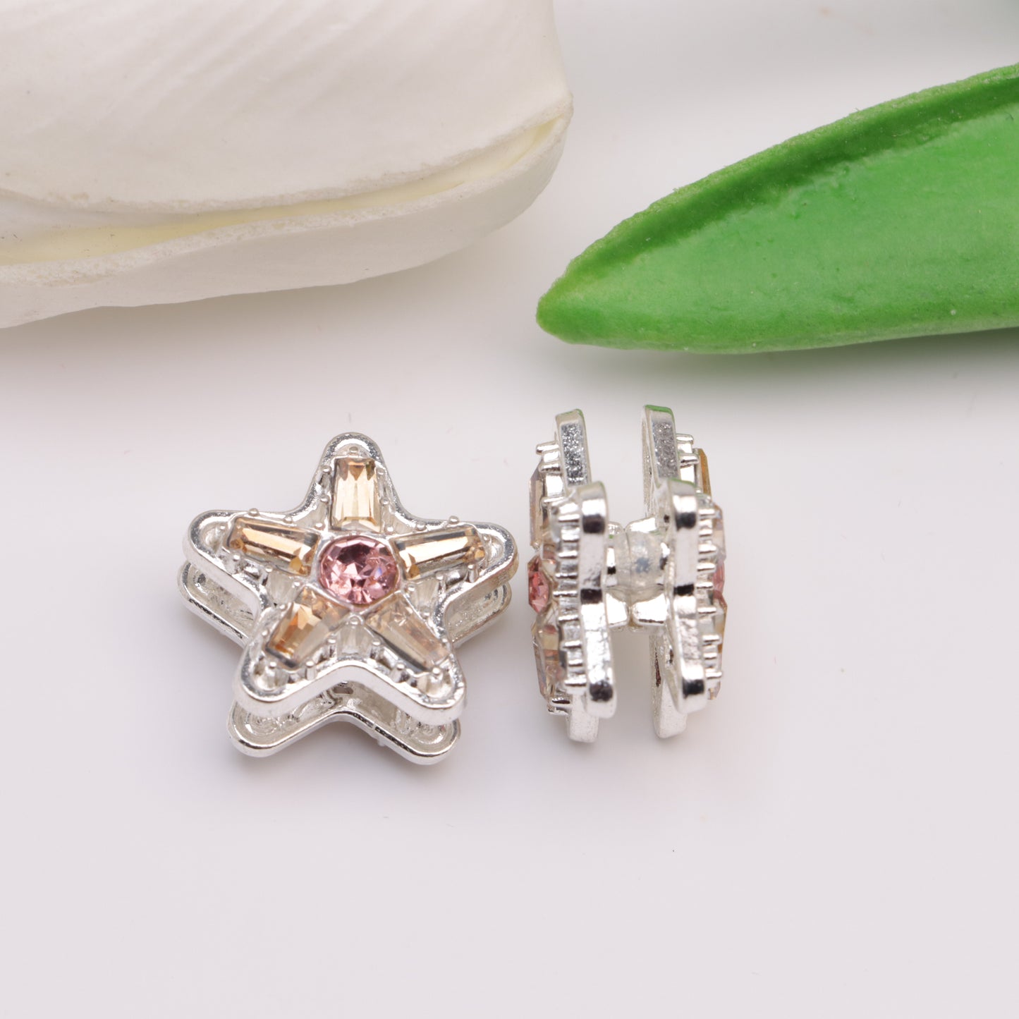 FS3773-20mm Star Diamonds Alloy Beads Five-Pointed Star Cubic Zirconia Diamond Alloy Beads