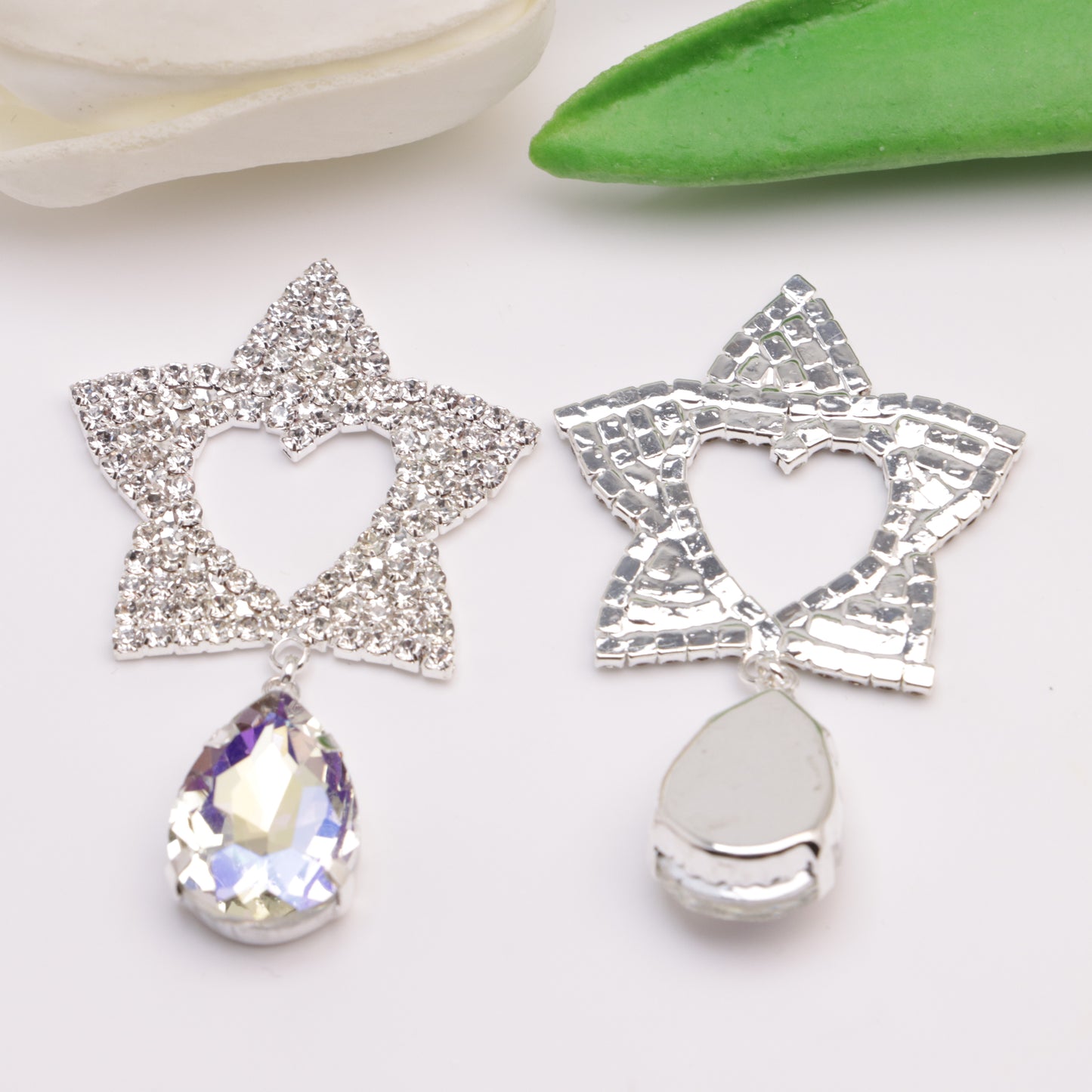 FS5426- 34*56Mm Heart Star Metal Charms Hollow-Out Heart And Five-Pointed Star Alloy Patches