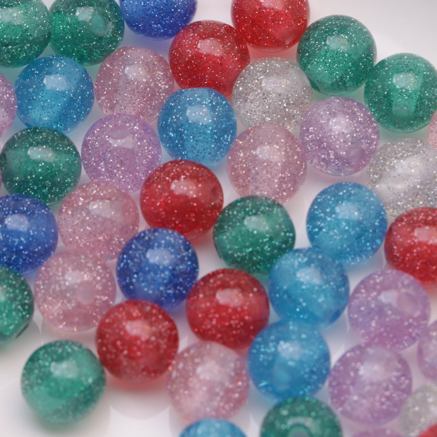FS4902- 10mm Silver Foil Fine Glitter Resin Beads