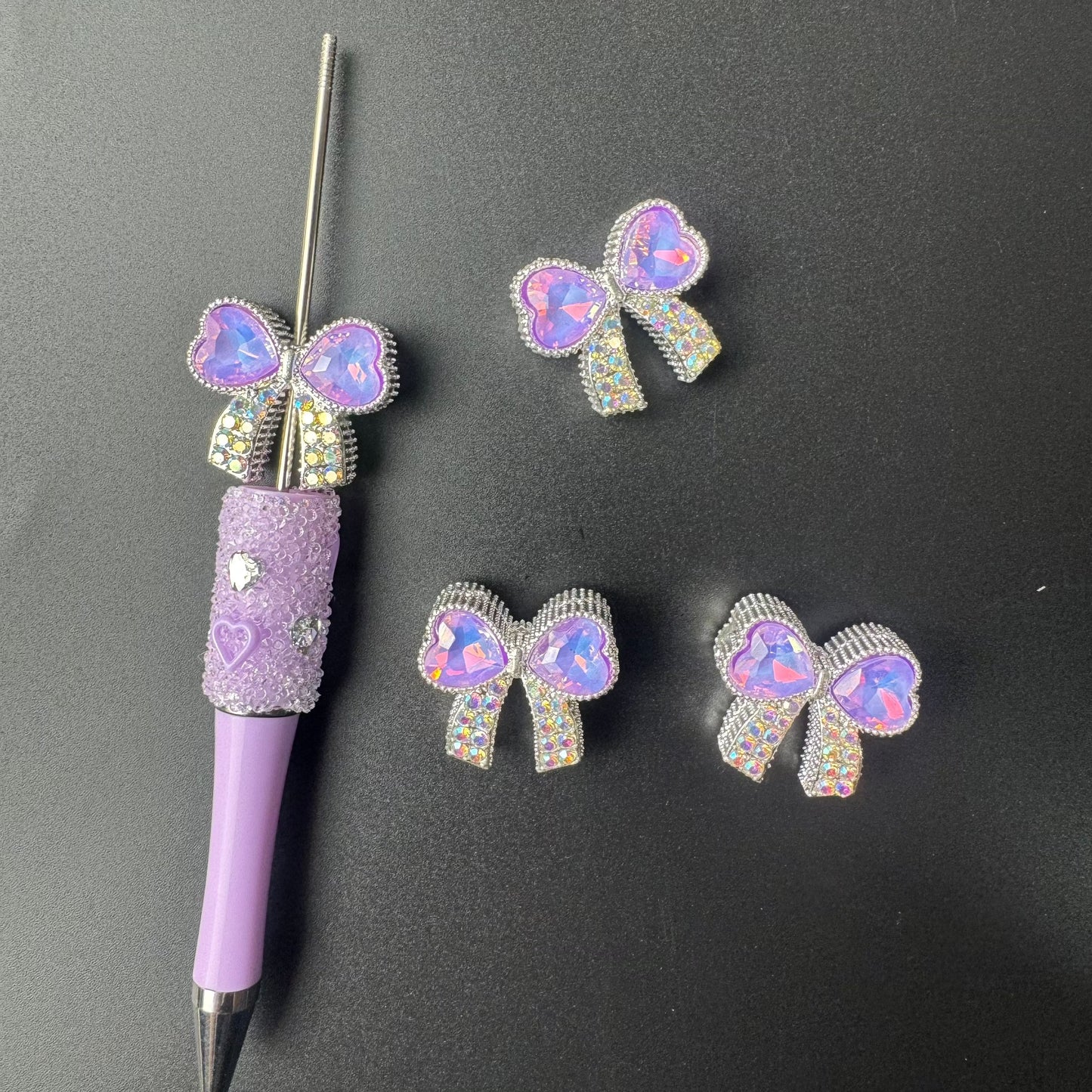 FS0958- Mixed Color Alloy Heart-shaped Bow With Multiple Holes Fit For Beadable Pens