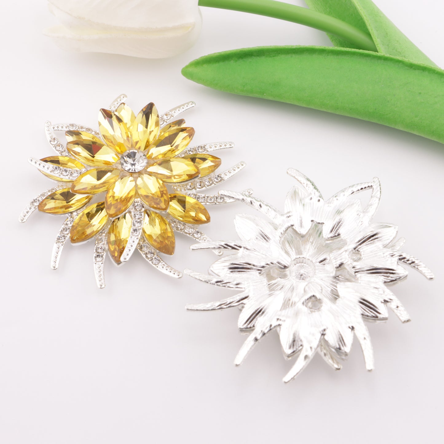 FS5147- 62mm 2-Layer Sunflower Metal Charms Double-Layer Sunflower Alloy Patches
