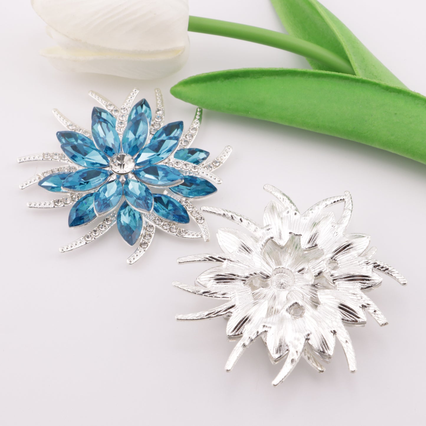 FS5147- 62mm 2-Layer Sunflower Metal Charms Double-Layer Sunflower Alloy Patches