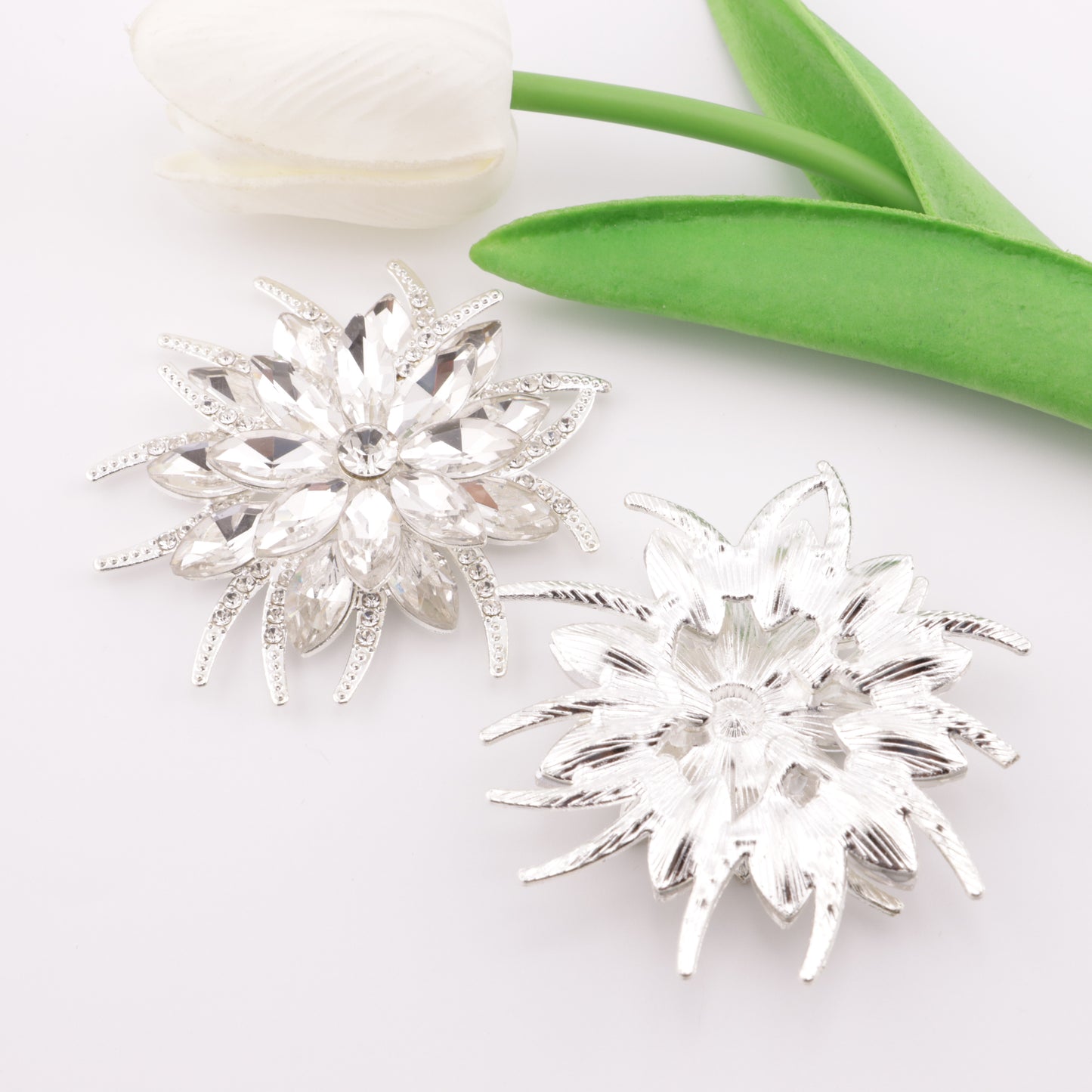 FS5147- 62mm 2-Layer Sunflower Metal Charms Double-Layer Sunflower Alloy Patches
