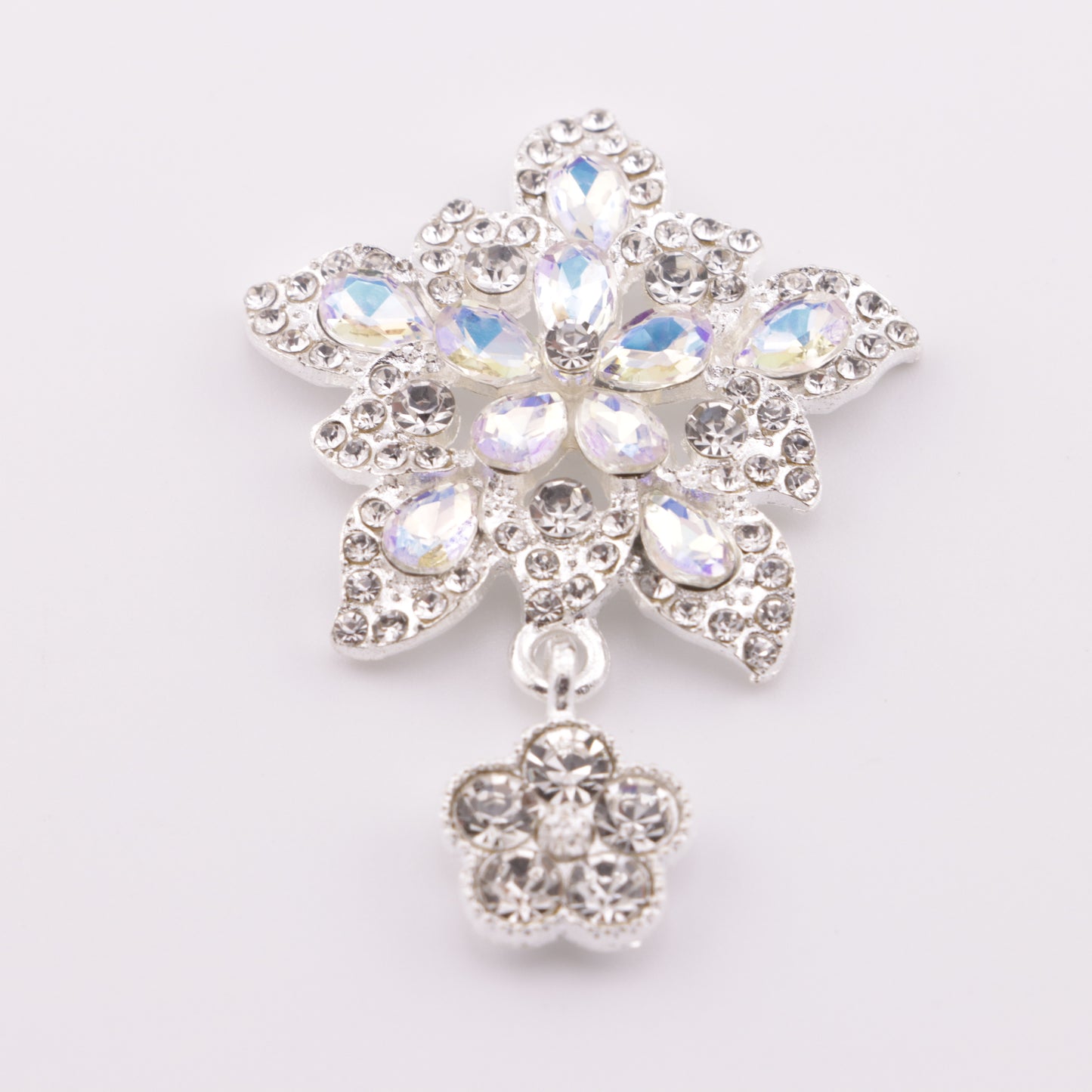 FS5265- 34mm Five-Petal Flower Metal Charms Double-Layer Five-Petal Diamond Flower Metal Patches