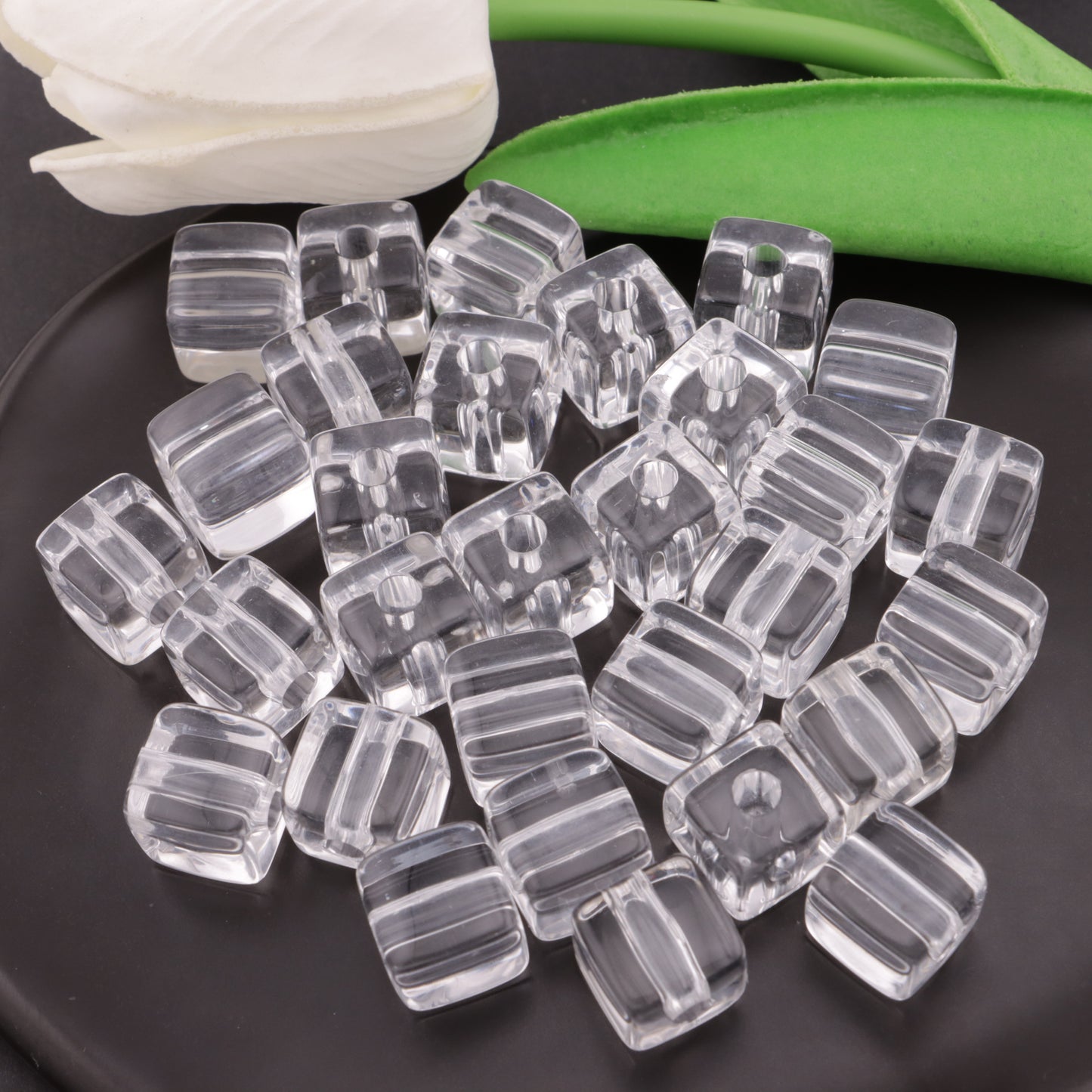 FS4590- 12mm Clear Cubes Beads Transparent Square Beads Fit For Pen