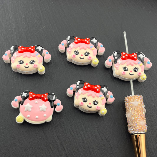 FS1831-Cute Girl Hand Painted Acrylic Beads Fit For Beadable Pens
