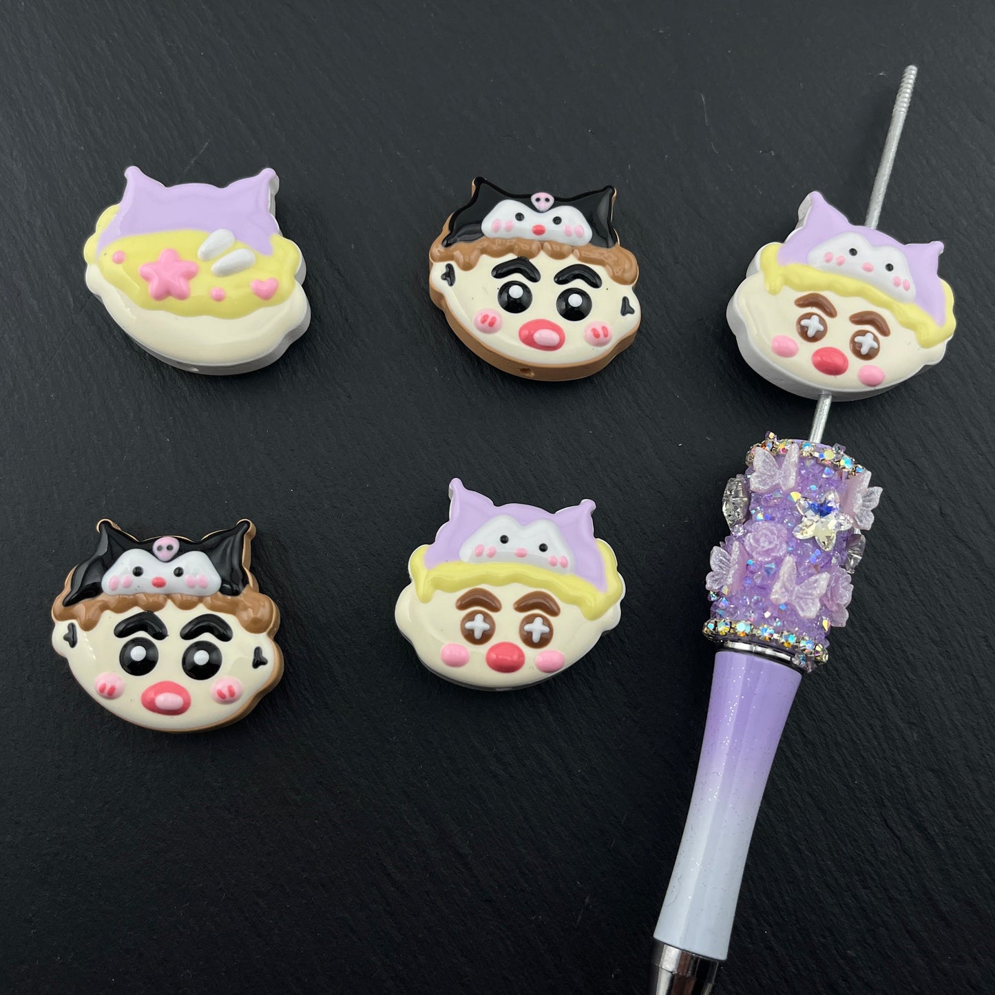 FS1886-Cute Boy Hand Painted Acrylic Beads Fit For Beadable Pens