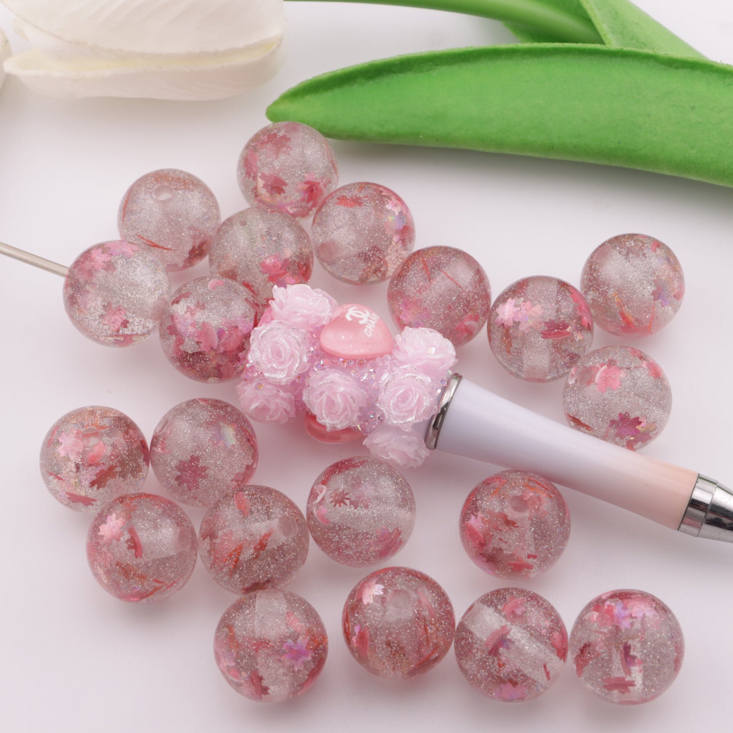 FS3574- 16mm Pink Sakura Flach Chip Beads