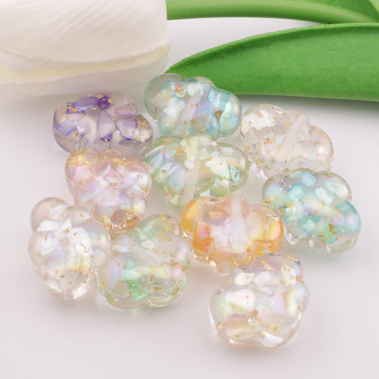 FS3754- Approximately 23×18mm Cloud Shell Gold Foil Resin Beads