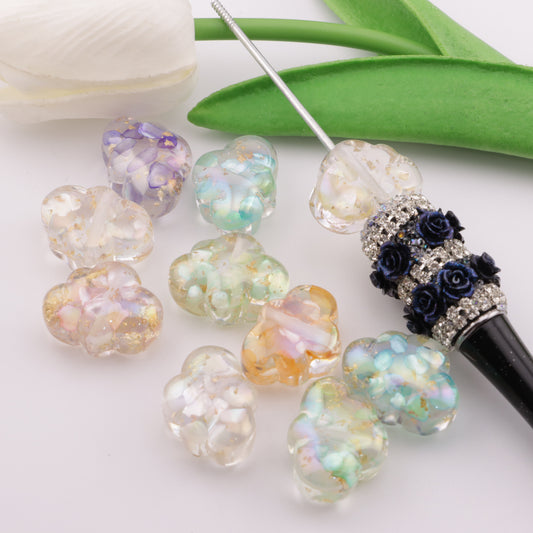 FS3754- Approximately 23×18mm Cloud Shell Gold Foil Resin Beads